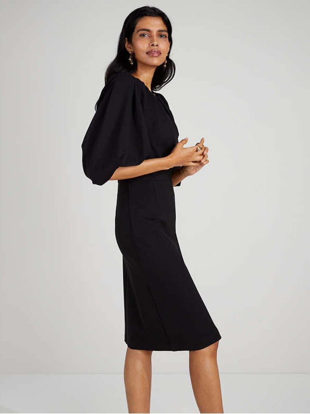 Kate Spade Ponte Pleated-Shoulder Dress